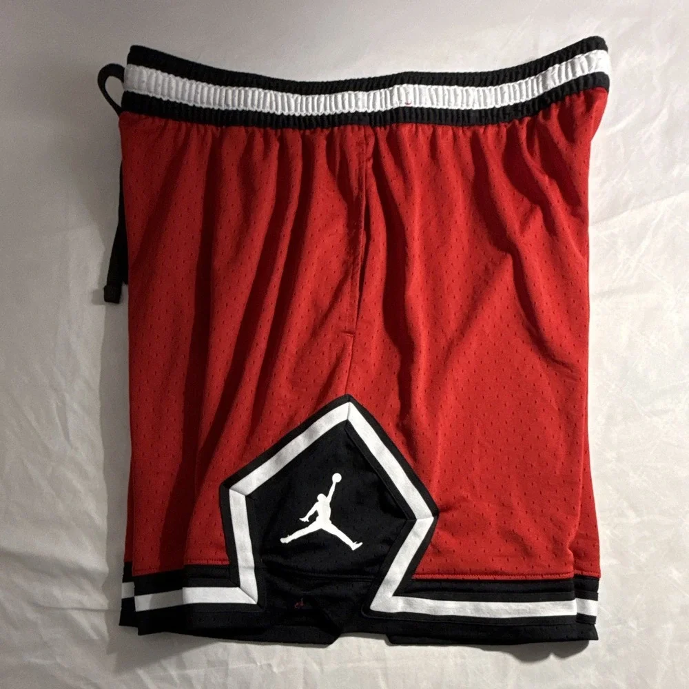 Jordan Dri-FIT Mens 3XL Red Black White Mesh Basketball Shorts Drawstring